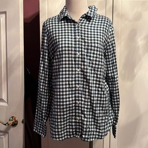 Button down checkered shirt.